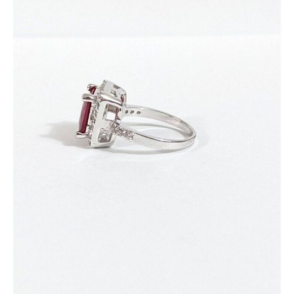 Size 9.25 - Pink Red Cubic Zirconia Square Cocktail Ring - Simulated gemstone - Picture 6 of 8